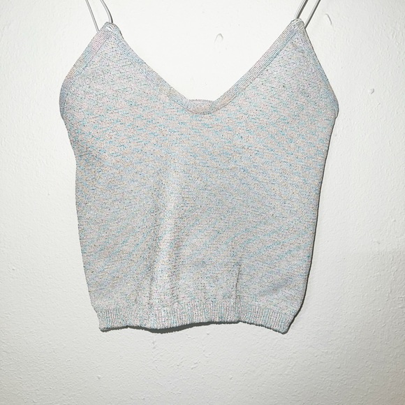 Intimately free people gray and rainbow speckled skinny strap brami crop tank - Picture 2 of 8